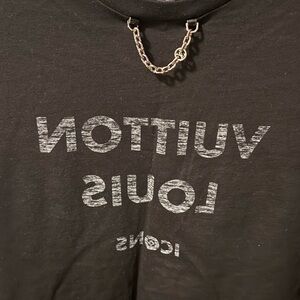 Louis Vuitton Black T-Shirt with Chain Detail